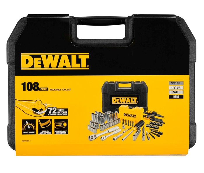 DeWalt Pipenøkkelsett 108 deler 1/4" + 3/8"  